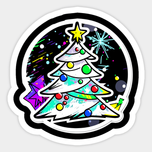 Wintery Night Kawaii Christmas Tree Sticker